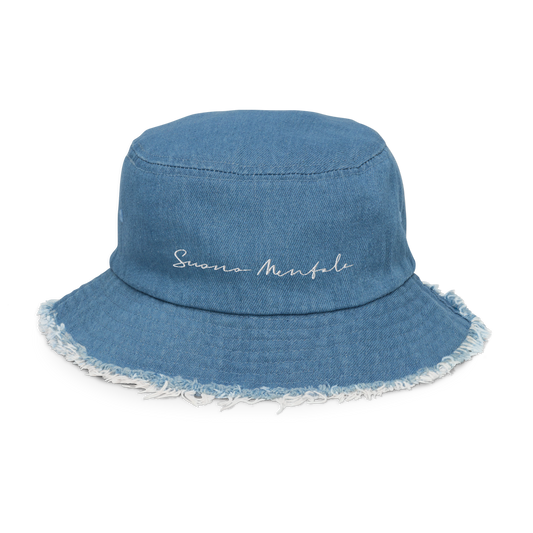 Cappello da pescatore in jeans effetto consumato